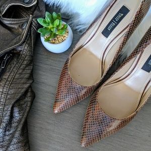 White House Black Market brown snakeskin p…